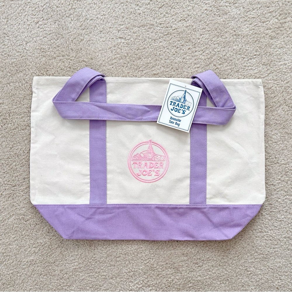 Trader Joe’s Large Lavender / Purple Canvas Tote Bag - Picture 2 of 5